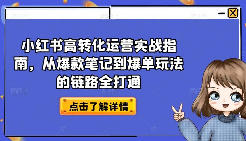 小红书高转化运营实战指南，从爆款笔记到爆单玩法的链路全打通-策里行间