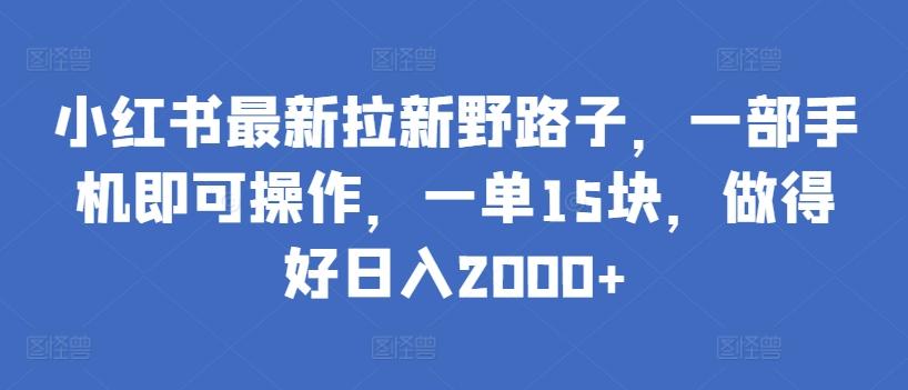 小红书最新拉新野路子，一部手机即可操作，一单15块，做得好日入2000+【揭秘】-策里行间