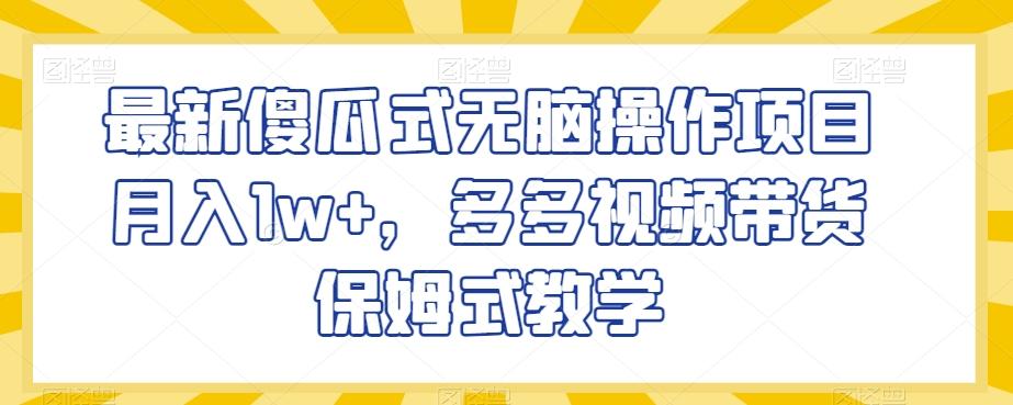 最新傻瓜式无脑操作项目月入1w+，多多视频带货保姆式教学【揭秘】-策里行间