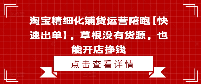 淘宝精细化铺货运营陪跑【快速出单】，草根没有货源，也能开店挣钱-策里行间