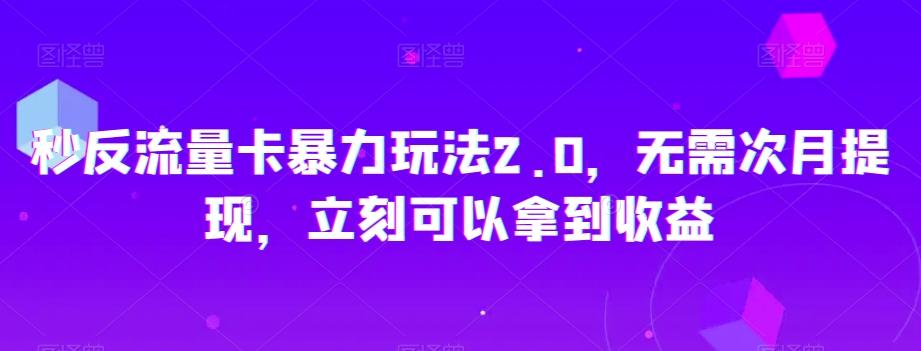 秒反流量卡暴力玩法2.0，无需次月提现，立刻可以拿到收益【揭秘】-策里行间