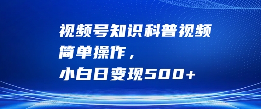 视频号知识科普视频，简单操作，小白日变现500+【揭秘】-策里行间