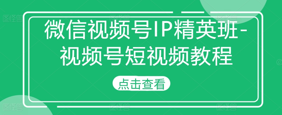 微信视频号IP精英班-视频号短视频教程-策里行间