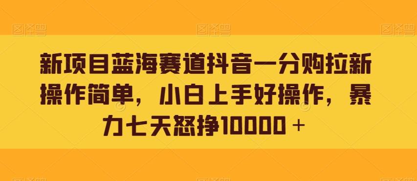 新项目蓝海赛道抖音一分购拉新操作简单，小白上手好操作，暴力七天怒挣10000＋-策里行间