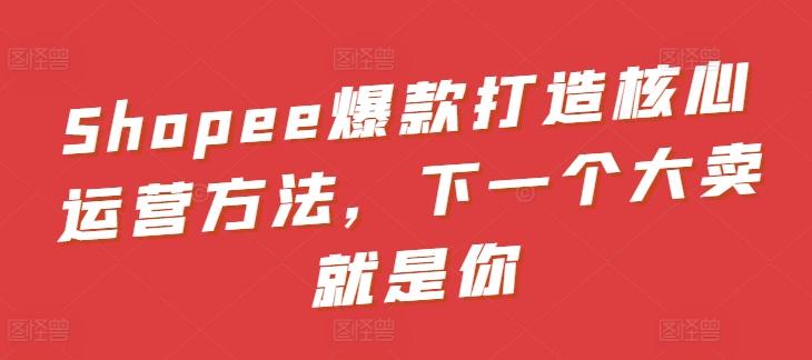 Shopee爆款打造核心运营方法，下一个大卖就是你-策里行间