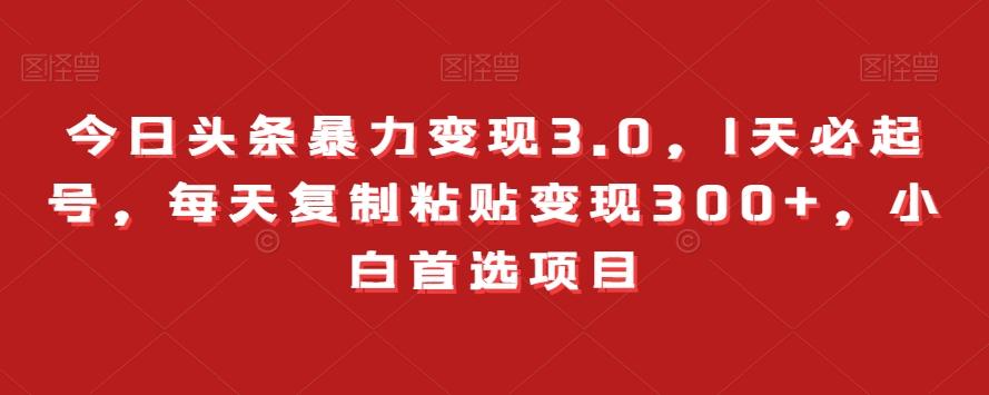 今日头条暴力变现3.0，1天必起号，每天复制粘贴变现300+，小白首选项目-策里行间