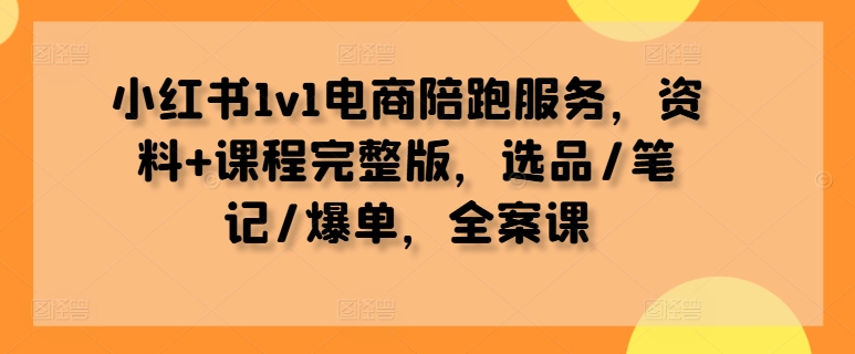 小红书1v1电商陪跑服务，资料+课程完整版，选品/笔记/爆单，全案课-策里行间