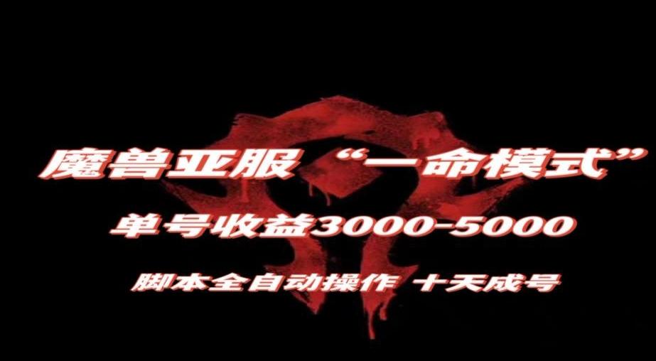 魔兽亚服一命模式，10天成号-单号3千-5千，脚本全自动操作，保姆级教学【揭秘】-策里行间