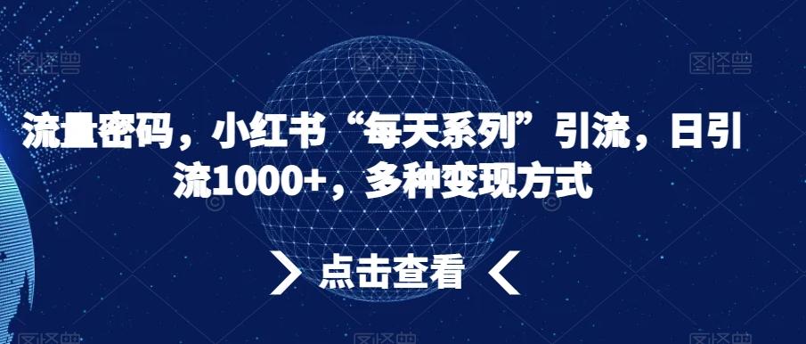 流量密码，小红书“每天系列”引流，日引流1000+，多种变现方式【揭秘】-策里行间
