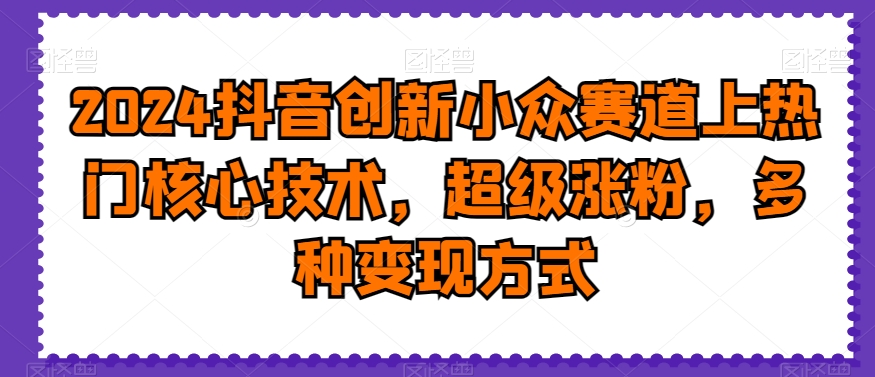 2024抖音创新小众赛道上热门核心技术，超级涨粉，多种变现方式【揭秘】-策里行间
