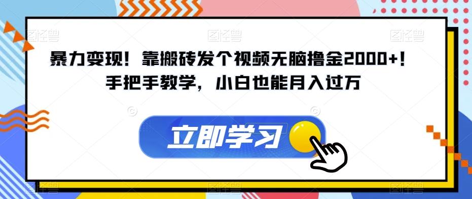 暴力变现！靠搬砖发个视频无脑撸金2000+！手把手教学，小白也能月入过万【揭秘】-策里行间