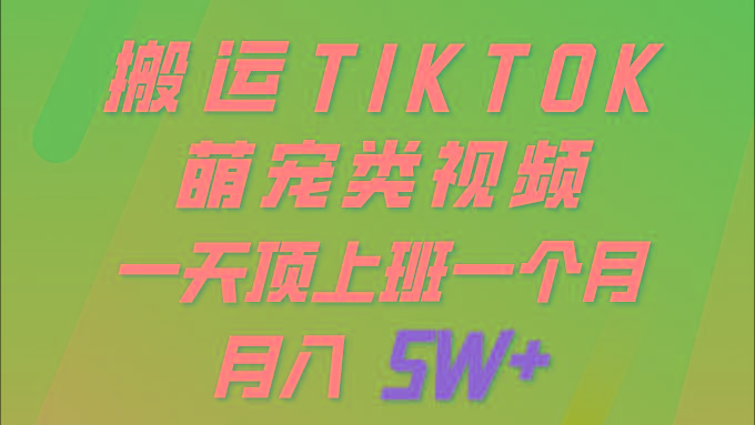 (9931期)一键搬运TIKTOK萌宠类视频 一部手机即可操作 所有平台均可发布 轻松月入5W+-策里行间