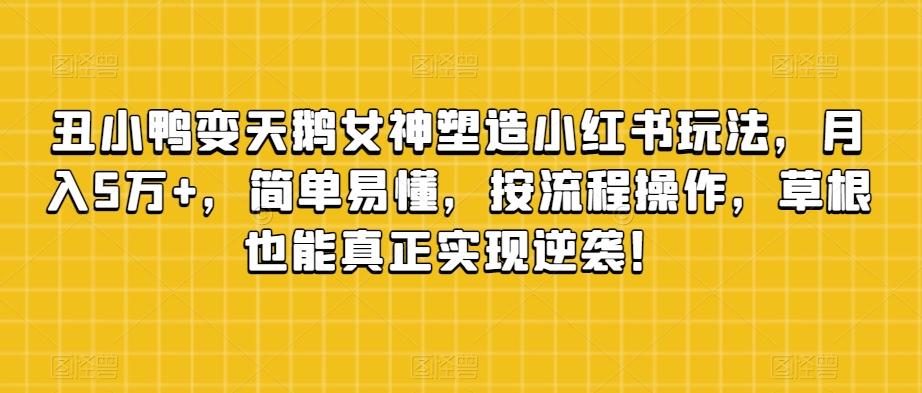 丑小鸭变天鹅女神塑造小红书玩法，月入5万+，简单易懂，按流程操作，草根也能真正实现逆袭！-策里行间