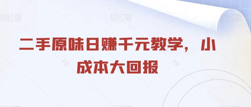 二手原味日赚千元教学，小成本大回报-策里行间