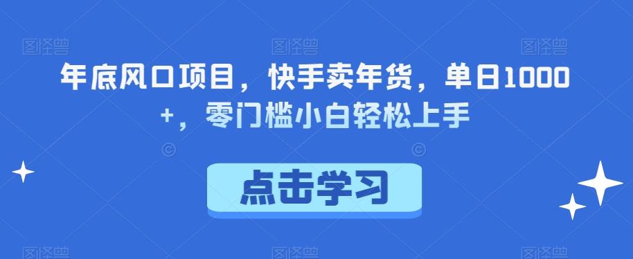 年底风口项目，快手卖年货，单日1000+，零门槛小白轻松上手-策里行间