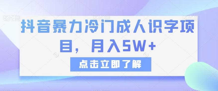 抖音暴力冷门成人识字项目，月入5W+【揭秘】-策里行间