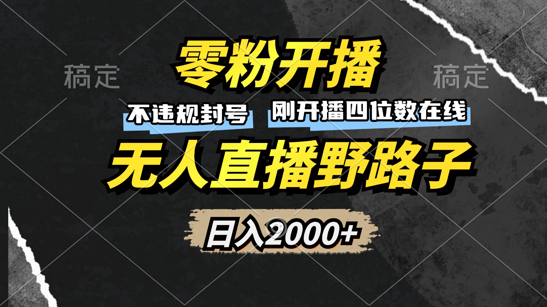 零粉开播，无人直播野路子，日入2000+，不违规封号，躺赚收益！-策里行间