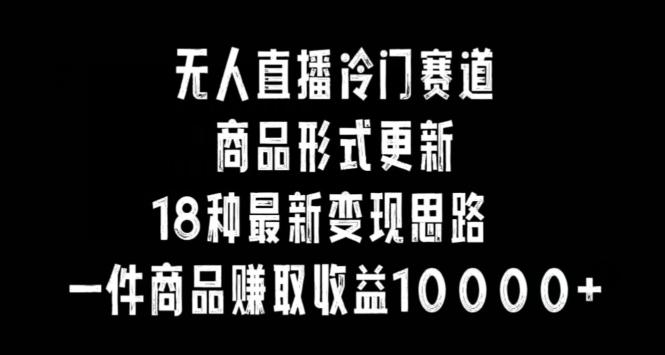 无人直播冷门赛道，商品形式更新，18种变现思路，一件商品赚取收益10000+【揭秘】-策里行间