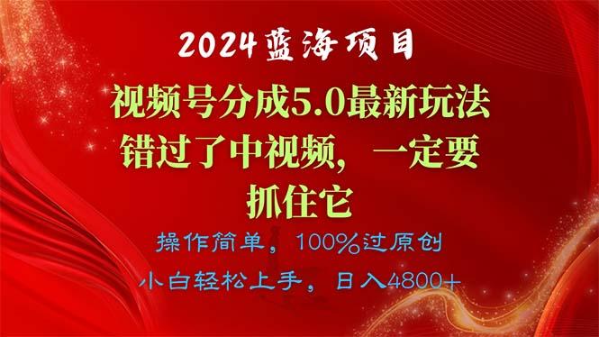 2024蓝海项目，视频号分成计划5.0最新玩法，错过了中视频，一定要抓住…-策里行间