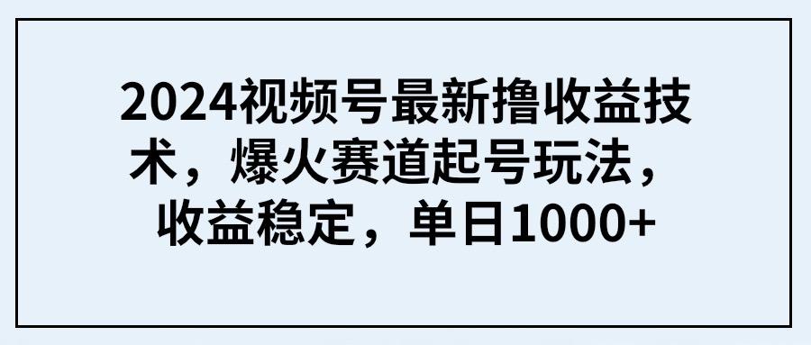 (9651期) 2024视频号最新撸收益技术，爆火赛道起号玩法，收益稳定，单日1000+-策里行间