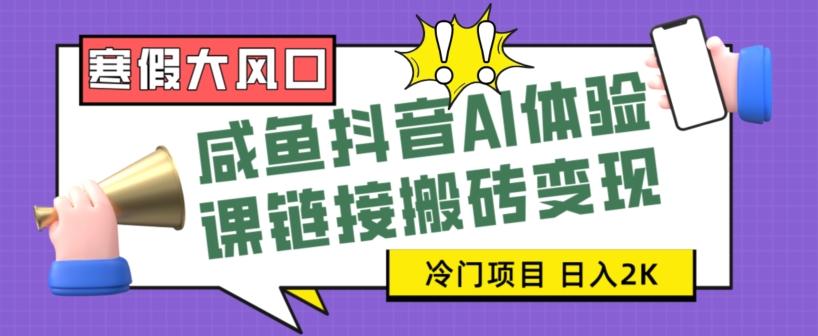 寒假大风口咸鱼抖音AI体验课链接搬砖变现，全网首发冷门项目，小白可日入2K+【揭秘】-策里行间
