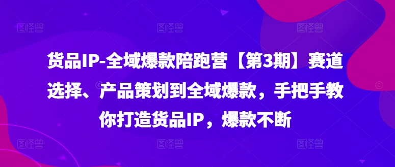 货品IP全域爆款陪跑营【第3期】赛道选择、产品策划到全域爆款，手把手教你打造货品IP，爆款不断-策里行间