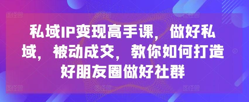 私域IP变现高手课，做好私域，被动成交，教你如何打造好朋友圈做好社群-策里行间