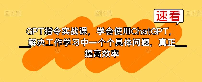 GPT指令实战课，学会使用ChatGPT，解决工作学习中一个个具体问题，真正提高效率-策里行间