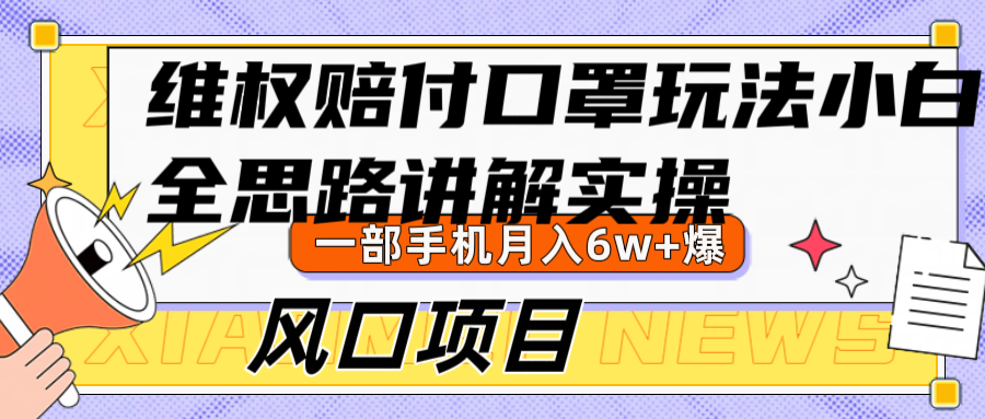 维权赔付口罩玩法，小白也能月入6w+，风口项目实操-策里行间