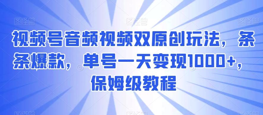 视频号音频视频双原创玩法，条条爆款，单号一天变现1000+，保姆级教程【揭秘】-策里行间