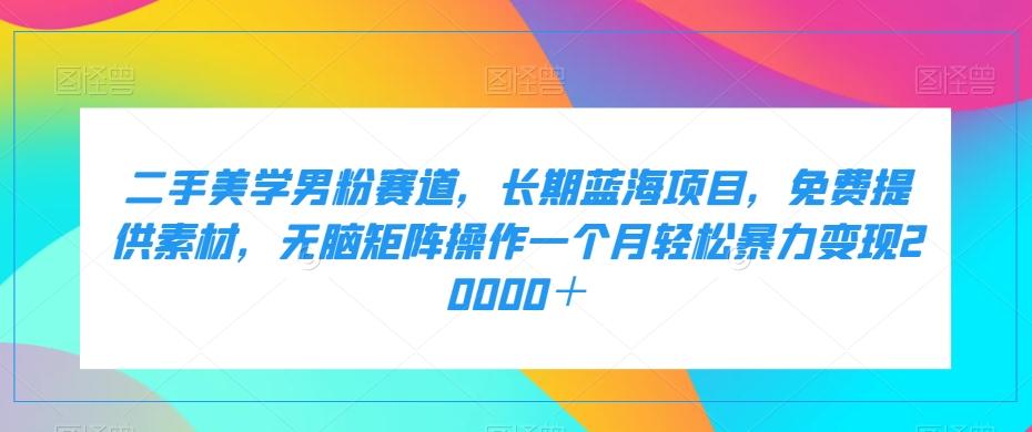 二手美学男粉赛道，长期蓝海项目，无脑矩阵操作一个月轻松暴力变现20000＋-策里行间