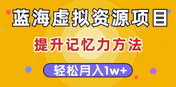 蓝海虚拟资源项目，提升记忆力方法，多种变现方式，轻松月入1w+【揭秘】-策里行间