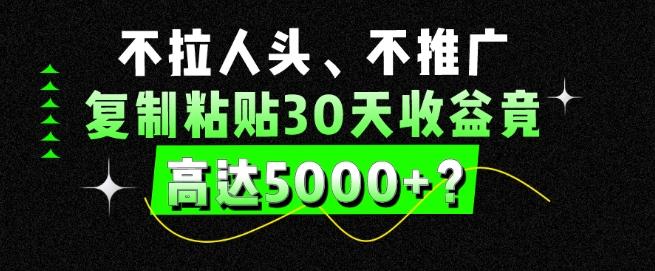 不拉人头、不推广，复制粘贴30天收益竟高达5000+？-策里行间