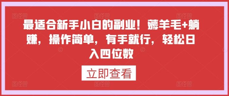 最适合新手小白的副业！薅羊毛+躺赚，操作简单，有手就行，轻松日入四位数【揭秘】-策里行间