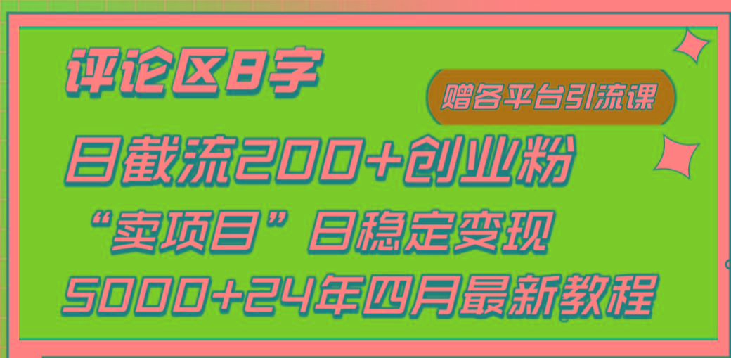(9851期)评论区8字日载流200+创业粉  日稳定变现5000+24年四月最新教程！-策里行间
