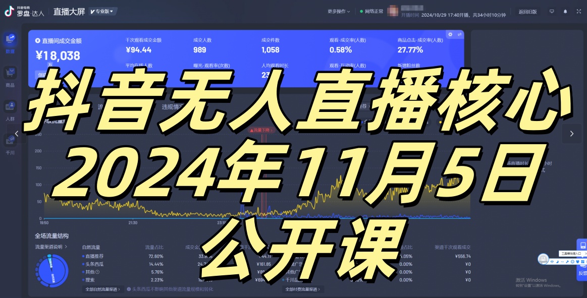 抖音无人直播核心公开课，咸鱼翻身小白可做带有睡后收入月入过万太简单【揭秘】-策里行间