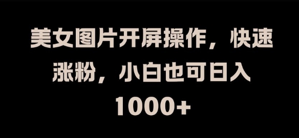 美女图片开屏操作，快速涨粉，小白也可日入1k【揭秘】-策里行间