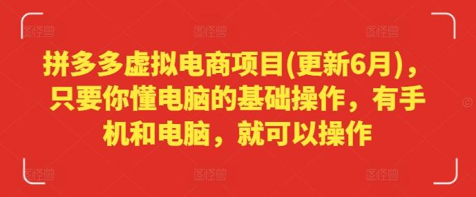 拼多多虚拟电商项目(更新6月)，只要你懂电脑的基础操作，有手机和电脑，就可以操作-策里行间