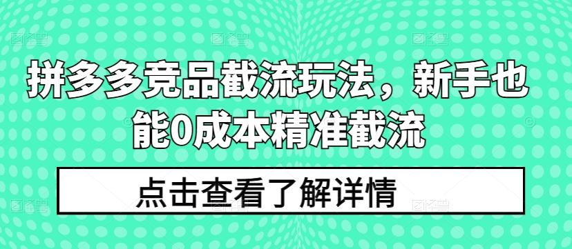 拼多多竞品截流玩法，新手也能0成本精准截流-策里行间