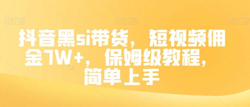 抖音黑si带货，短视频佣金7W+，保姆级教程，简单上手【揭秘】-策里行间