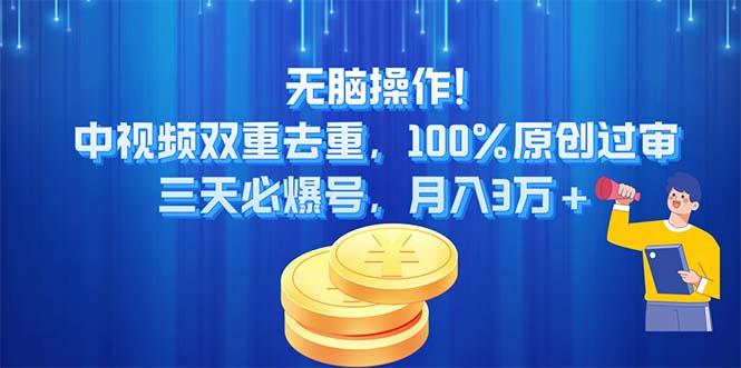 无脑操作!中视频双重去重，100%原创过审，三天必爆号，月入3万+-策里行间
