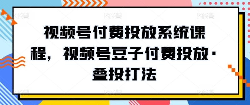 视频号付费投放系统课程，视频号豆子付费投放·叠投打法-策里行间
