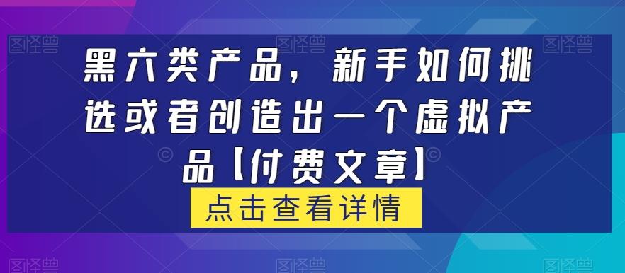 黑六类虚拟产品，新手如何挑选或者创造出一个虚拟产品【付费文章】-策里行间