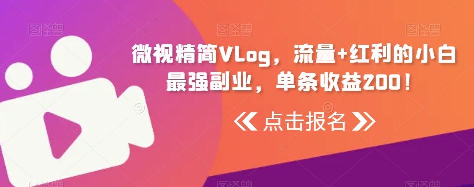 微视精简Vlog，流量+红利的小白最强副业，单条收益200！-策里行间