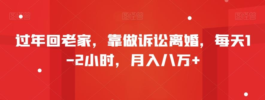 过年回老家，靠做诉讼离婚，每天1-2小时，月入八万+-策里行间