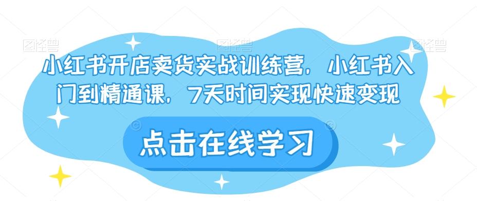 小红书开店卖货实战训练营，小红书入门到精通课，7天时间实现快速变现-策里行间