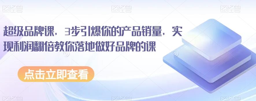 超级品牌课，3步引爆你的产品销量，实现利润翻倍教你落地做好品牌的课-策里行间