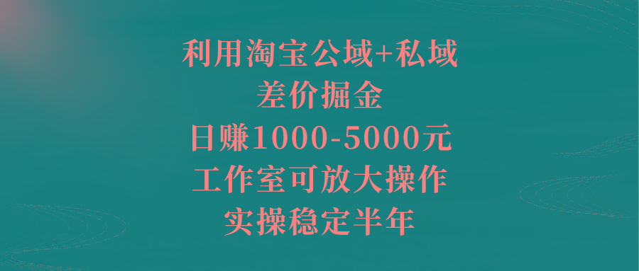 利用淘宝公域+私域差价掘金，日赚1000-5000元，工作室可放大操作，实操…-策里行间