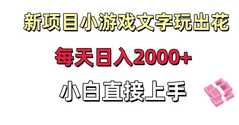 新项目小游戏文字玩出花日入2000+，每天只需一小时，小白直接上手【揭秘】-策里行间