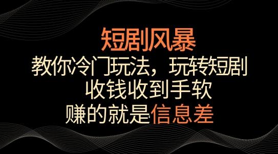 短剧风暴，教你冷门玩法，玩转短剧，收钱收到手软【揭秘】-策里行间